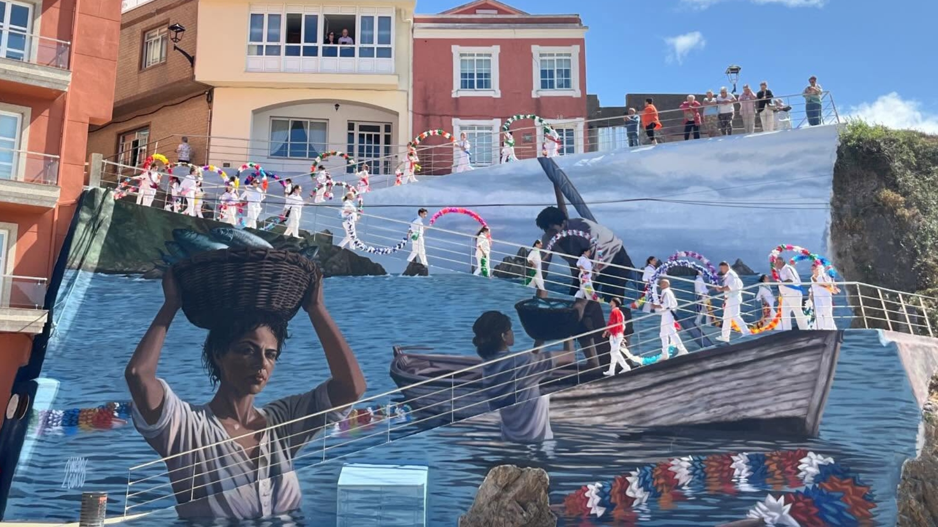 El mural en Cariño de Wedo Goás, "A nosa xentiña, hoxe e sempre" | CONCELLO DE CARIÑO
