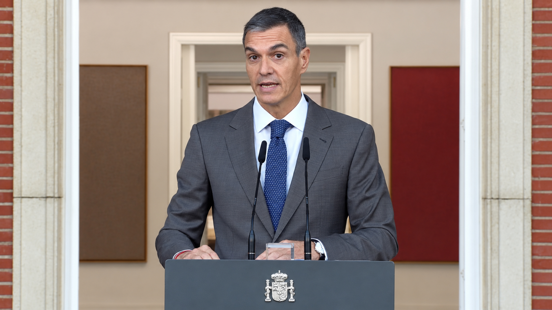 El presidente del Gobierno, Pedro Sánchez, durante la rueda de prensa en la que anunciado el adelanto electoral | MONCLOA