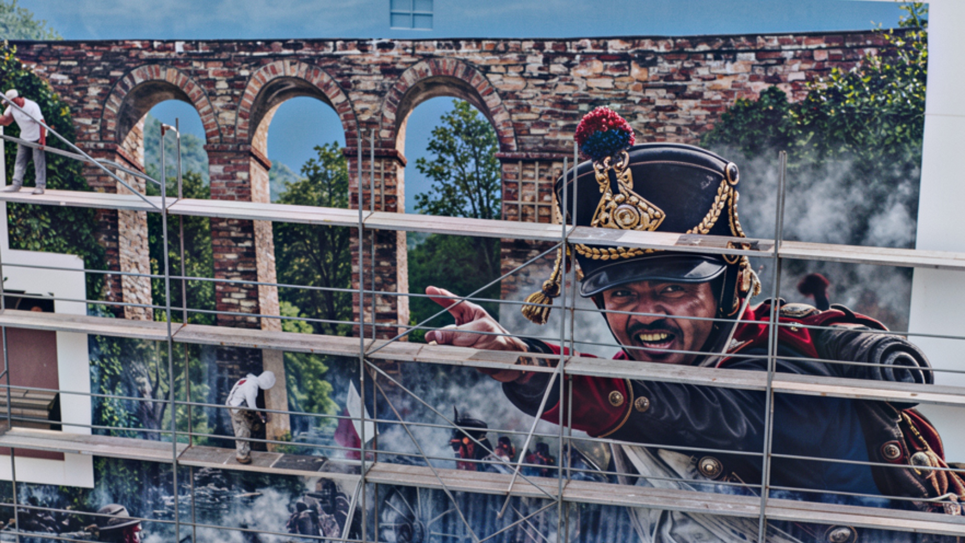 O mural sobre a Batalla de Cruzul de Diego As coa axuda de Van Kraft | @STREET_ART_LUGO