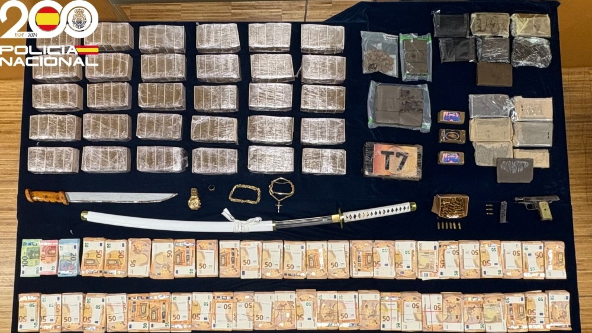 Imagen de la droga, el dinero y las armas incautadas por los agentes durante la investigación | Policía Nacional